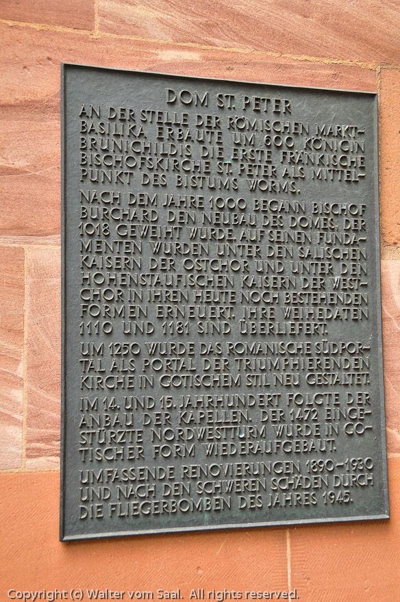 Plaque beside south entrance.